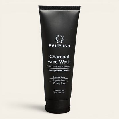 PAURUSH Charcoal Face Wash — included in the Complete Routine set