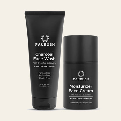 PAURUSH The Daily Duo — Charcoal Face Wash and Moisturizer Face Cream set