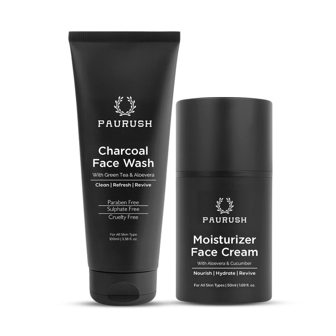 PAURUSH Daily Duo - charcoal face wash and moisturizer face cream
